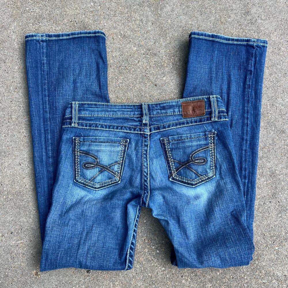Y2K Buckle BKE Stella 28R Stretch Low Rise Slim Boot Cut Blue Jeans BK38116R